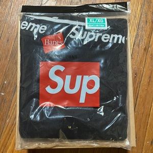 SUPREME x HANES THERMAL PANTS BLACK